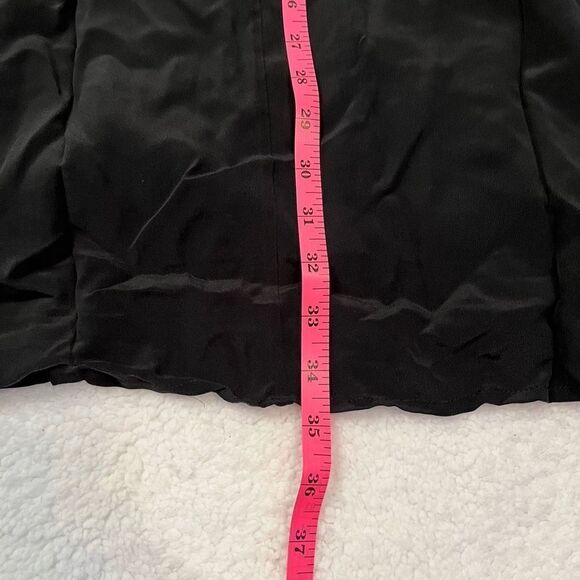 Chaser Dress Womens Medium Black Silk Mini Tie Front Shirred Cuffed Sleeves NWT - Picture 10 of 12